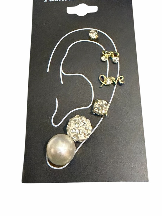 Jewelry - Earrings x6 Gold Tone Pearl & Crystal Ear Crawler Jewelry - Fashion Jewelry